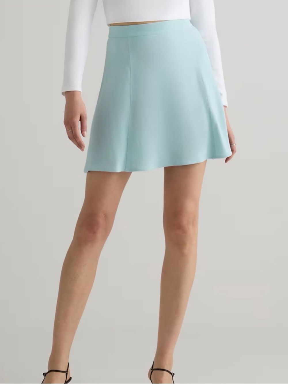 NWT Quince Lightweight Crepe A-Line Mini Skirt in Aqua Pearl size XL